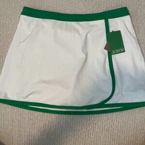 NWT J. Crew Cloudstretch Wrap Tennis Skirt Skort Size M White Green Pickleball